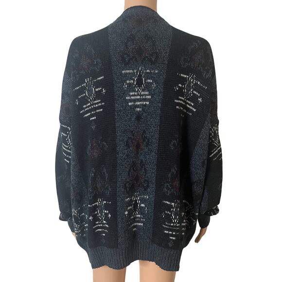 Vintage Expressions Cardigan Sweater Unisex XL Black Gray Knit Acrylic Oversized - Picture 3 of 15